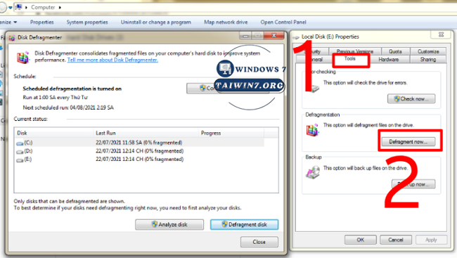 Bấm chọn Defragment now