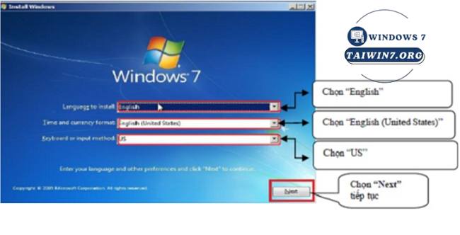 Lựa chọn các thông số như hình.