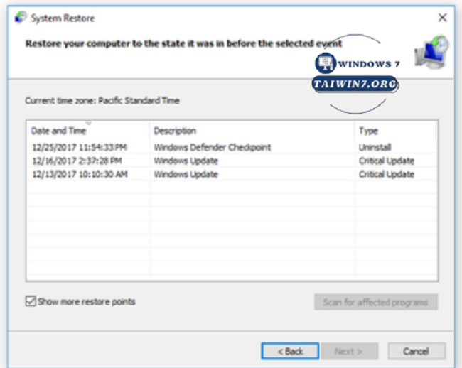 Sử dụng tính năng System Restore