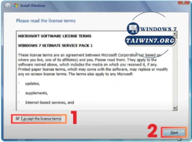 Đồng ý với các điều khoản để cài đặt.