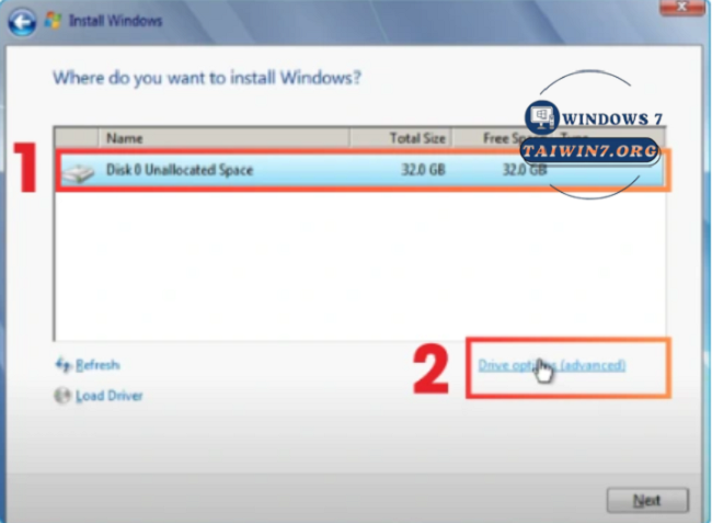Tạo phân vùng theo hướng dẫn.