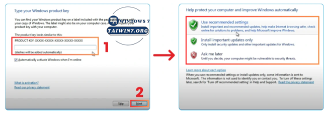 Chọn "Use recommand setting" để tiếp tục.