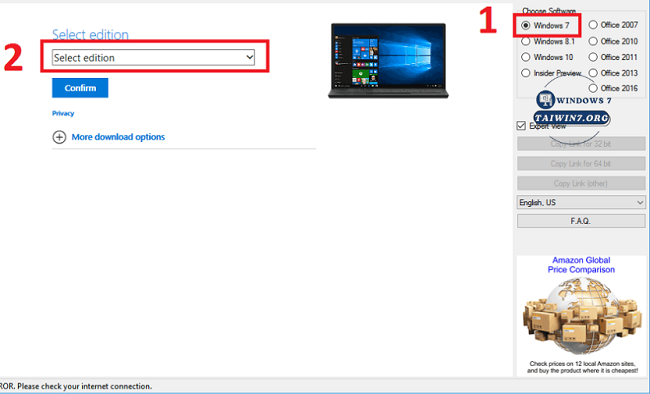 Chọn Windows 7 > chọn Select edition