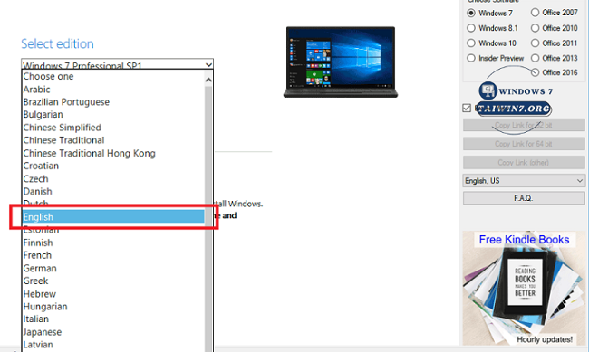 Lựa chọn ngôn ngữ phù hợp.