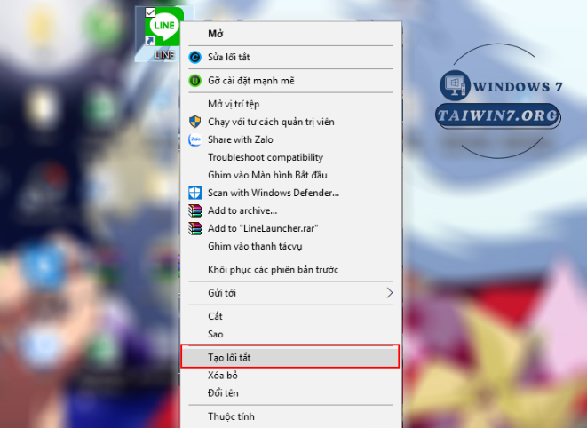 Bấm chọn tạo lối tắt.