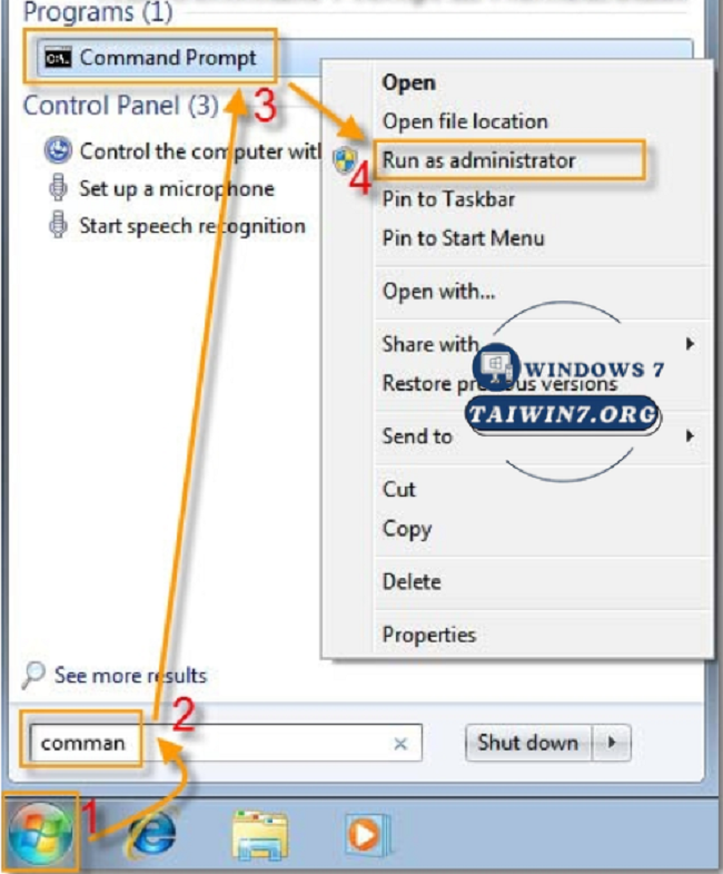 Gõ từ “command” để tìm kiếm