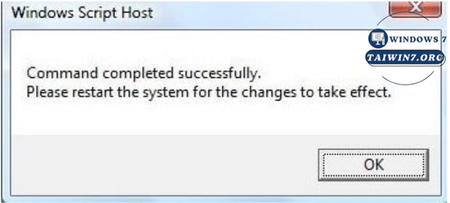 Chọn Ok và restart để hoàn tất quá trình.